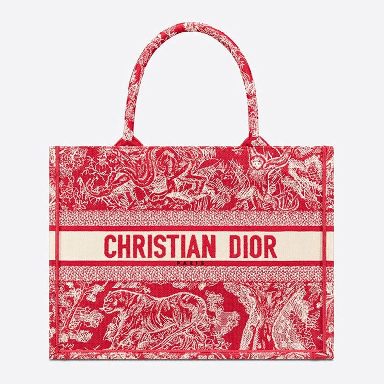 AllSeason 1576 Dior Book Tote In Toile De Jouy Motif Canvas Red