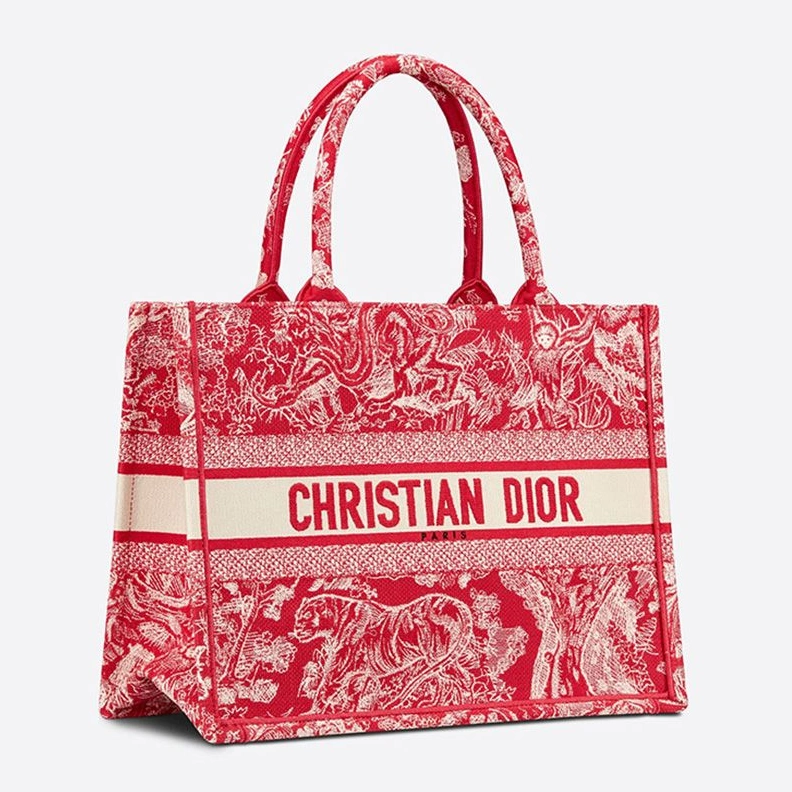 AllSeason 1576 Dior Book Tote In Toile De Jouy Motif Canvas Red
