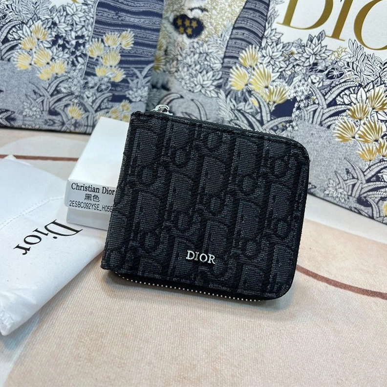 AllSeason 2132 Dior Zipped Wallet Oblique Motif Canvas Black