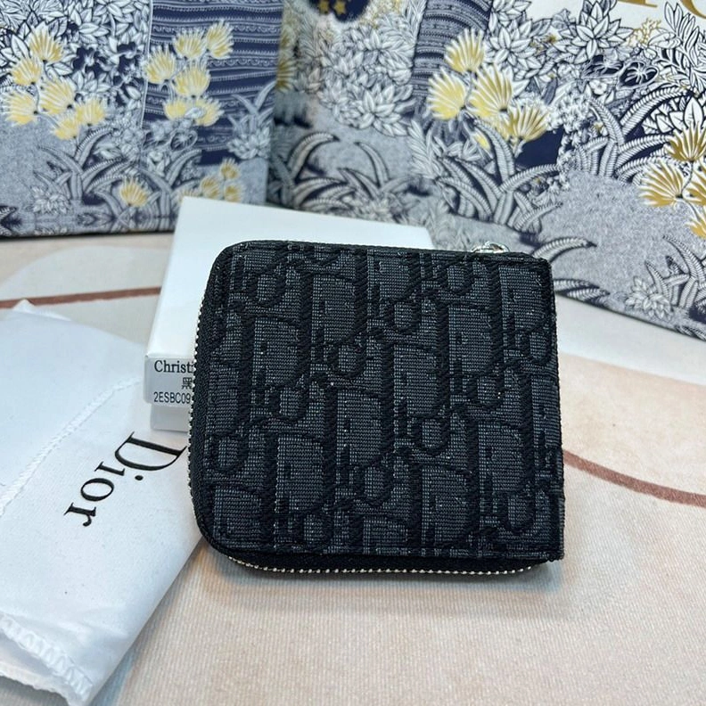 AllSeason 2132 Dior Zipped Wallet Oblique Motif Canvas Black