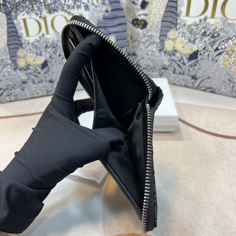 AllSeason 2132 Dior Zipped Wallet Oblique Motif Canvas Black