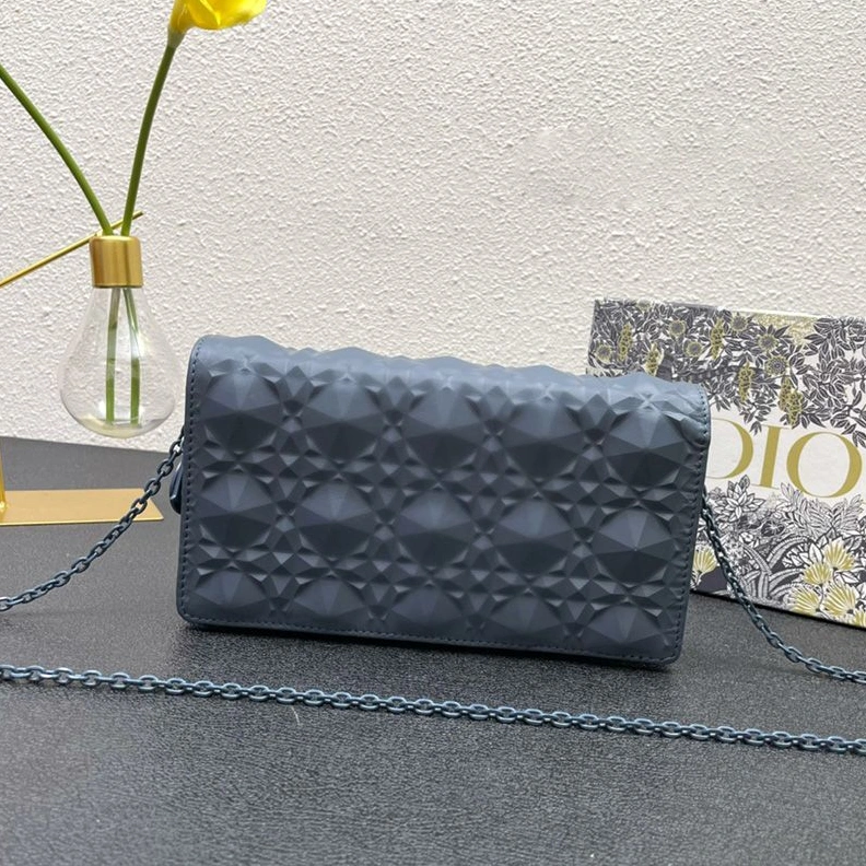 AllSeason 4659 Lady Dior Pouch Ultramatte Cannage Lambskin with Diamond Motif Blue