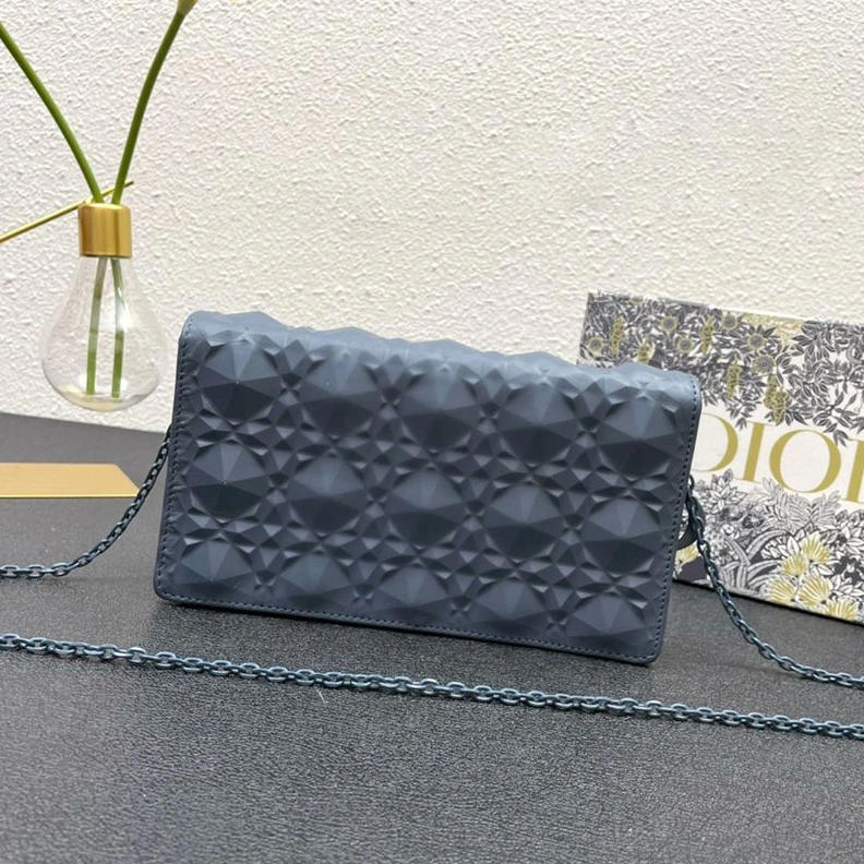 AllSeason 4659 Lady Dior Pouch Ultramatte Cannage Lambskin with Diamond Motif Blue
