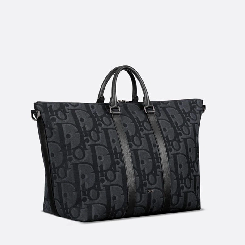 AllSeason 5109 Dior Weekender 40 Bag In Maxi Oblique Motif Canvas Black