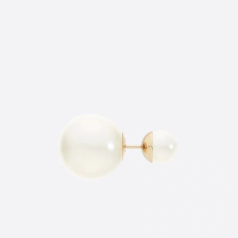 AllSeason 6271 Dior Tribales Earrings Metal and White Resin Pearls Gold