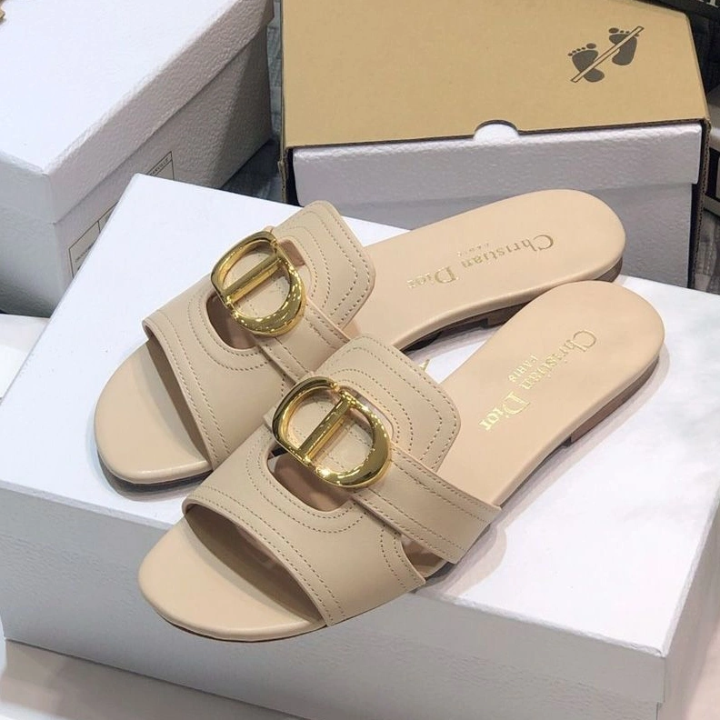 AllSeason 7050 Dior 30 Montaigne Slides Women Calfskin Apricot