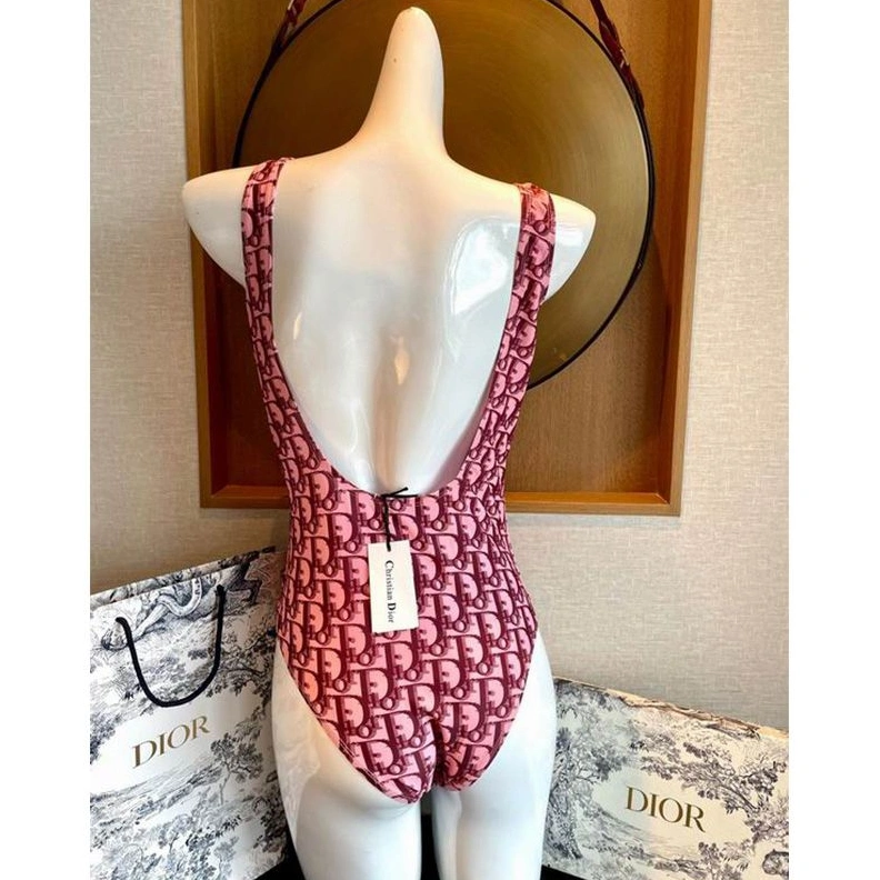 AllSeason 7611 Christian Dior Swimsuit Women Oblique Motif Lycra Burgundy