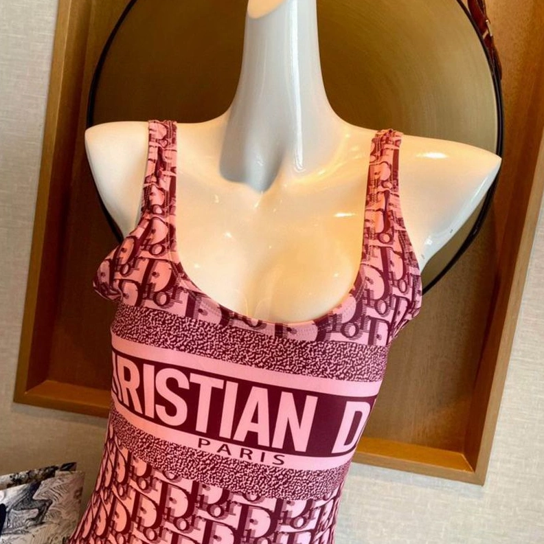 AllSeason 7611 Christian Dior Swimsuit Women Oblique Motif Lycra Burgundy