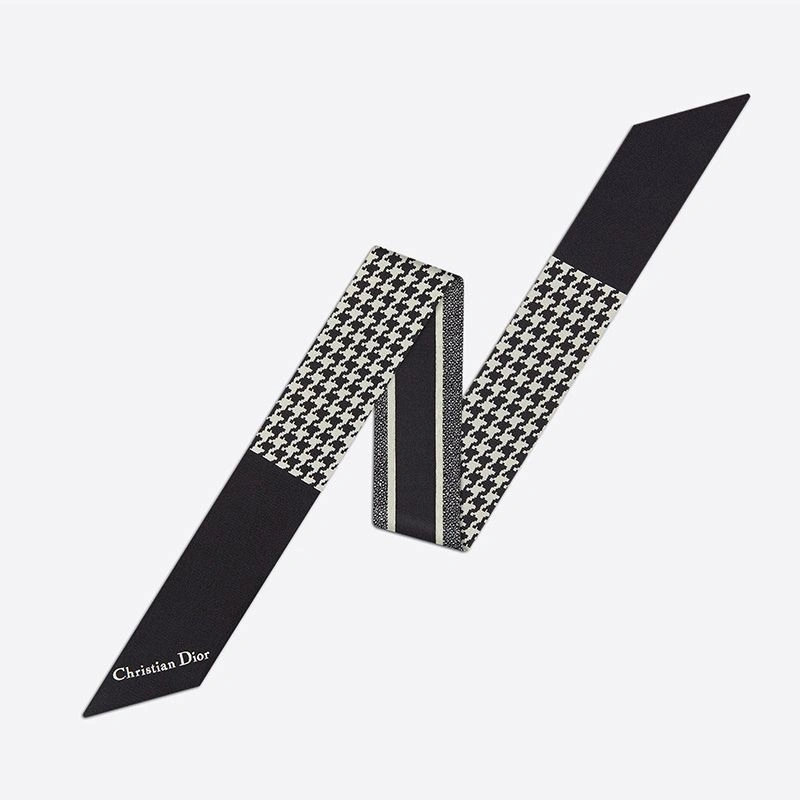 AllSeason 7827 Dior Mitzah Twill 30 Montaigne Houndstooth Motif Silk Black