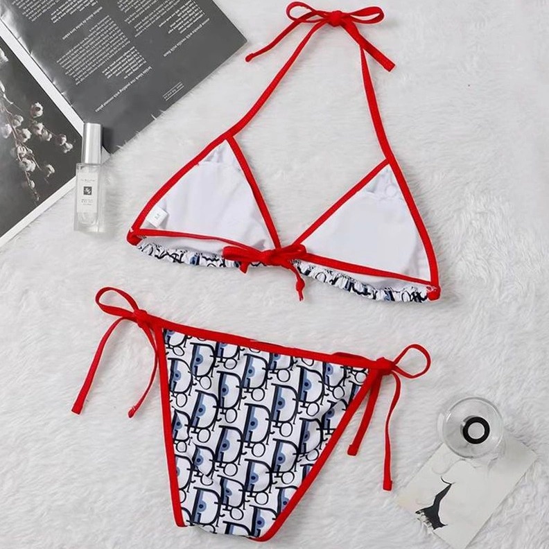 AllSeason 8334 Dior Bikini Women Oblique Motif Lycra White Red