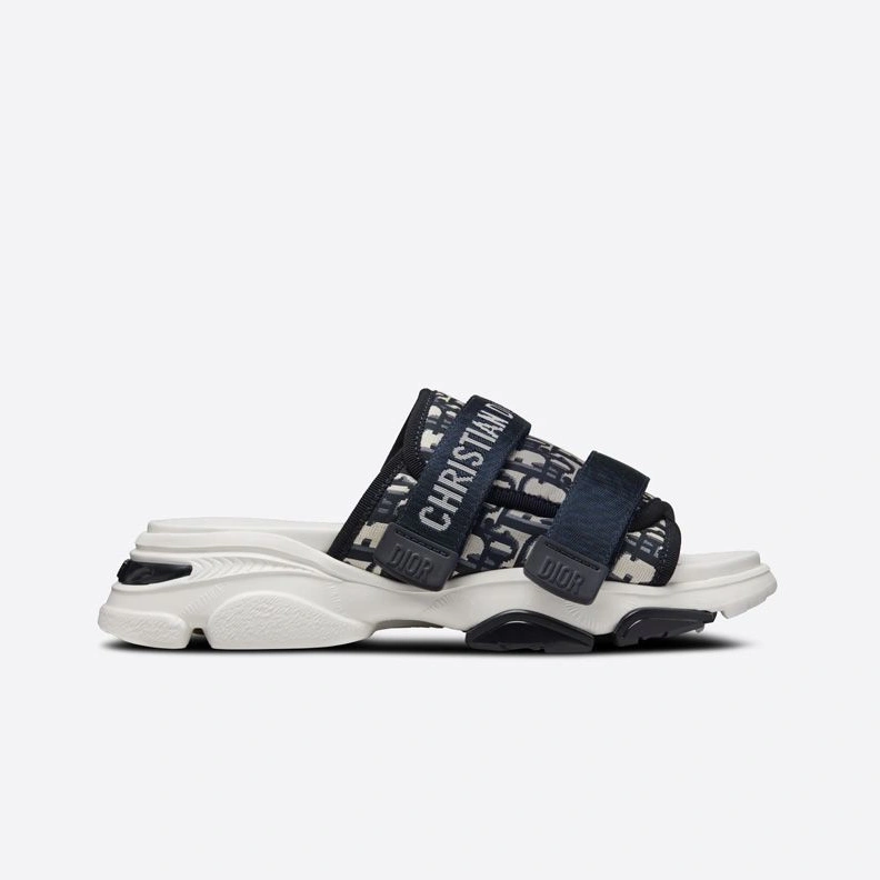 AllSeason 8374 Dior D-Wander Slides Women Oblique Technical Fabric Blue