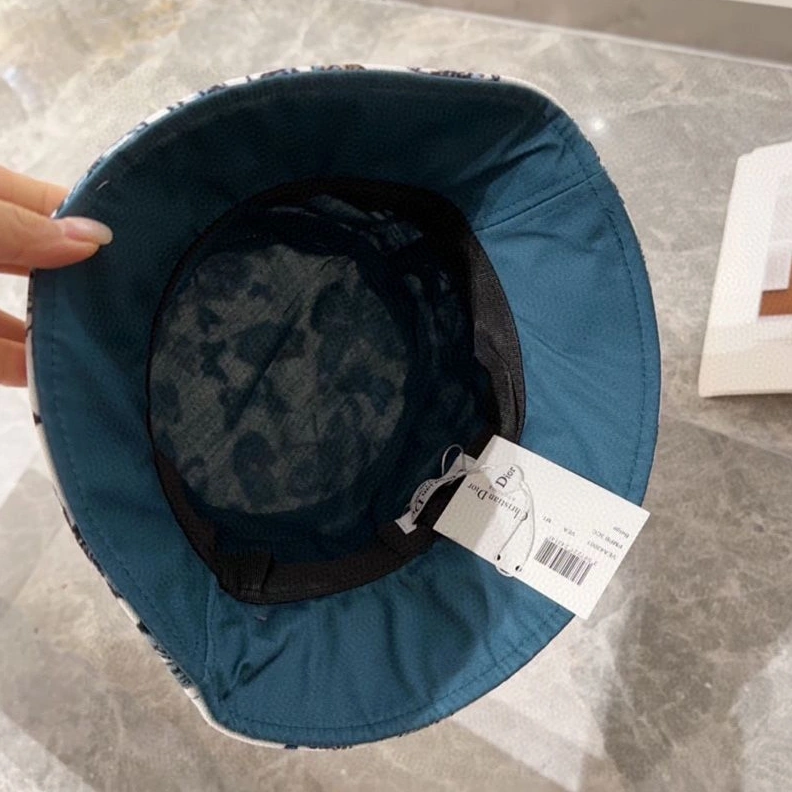 AllSeason 8952 Christian Dior Bucket Hat In Toile de Jouy Mexico Motif Cotton White Blue
