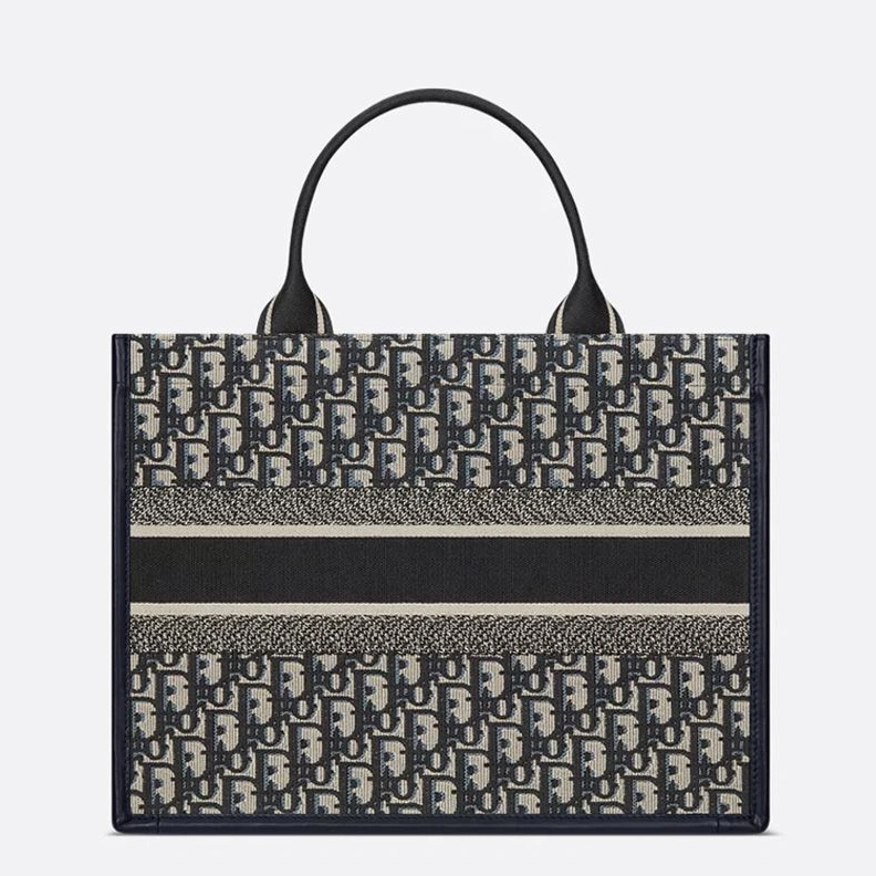 BestValue 1683 Dior Book Tote with Strap In Oblique Motif Canvas and Calfskin Blue