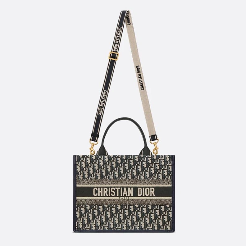 BestValue 1683 Dior Book Tote with Strap In Oblique Motif Canvas and Calfskin Blue
