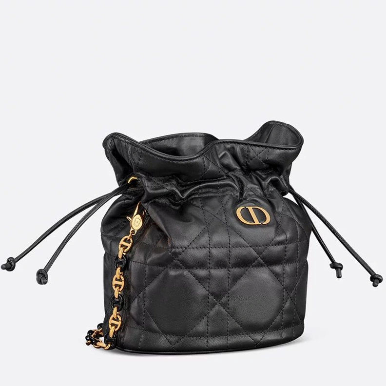 BestValue 2639 Mini Dior Miss Caro Bucket Bag In Macrocannage Lambskin Black