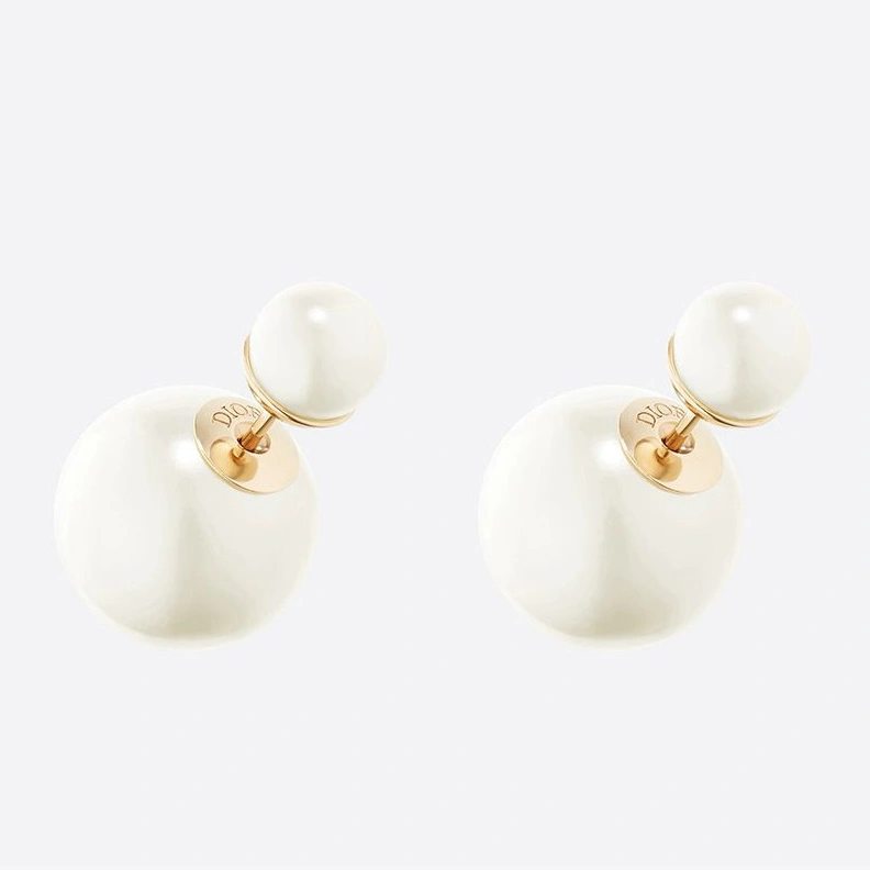 BestValue 4117 Dior Tribales Earrings Metal and White Resin Pearls Gold