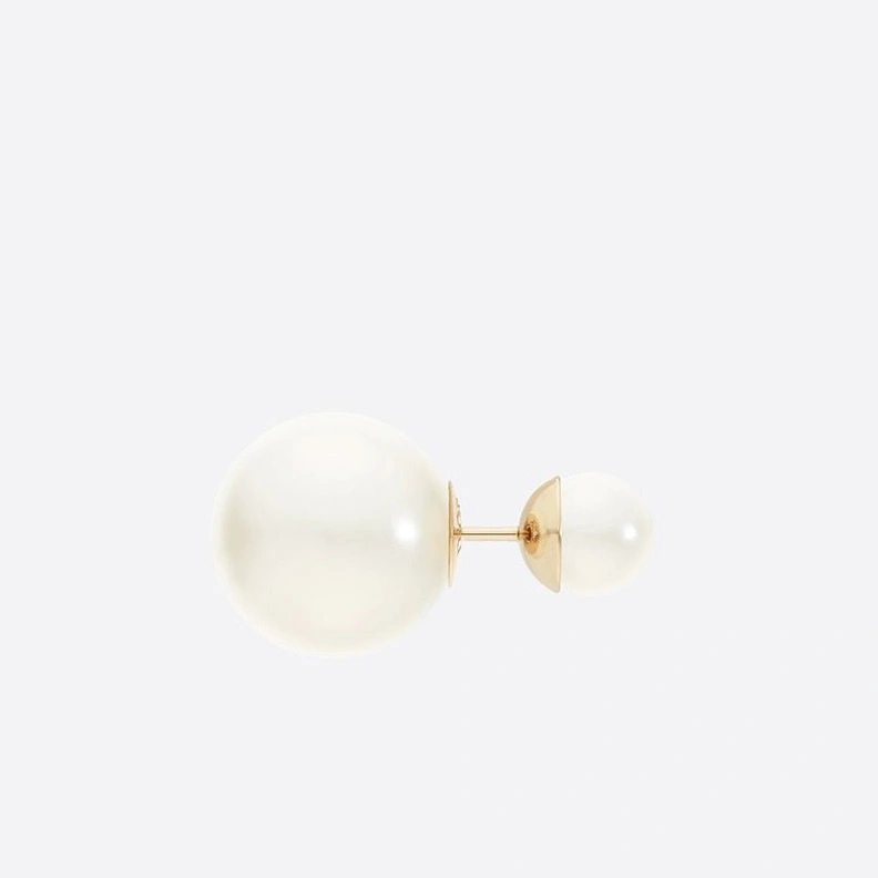 BestValue 4117 Dior Tribales Earrings Metal and White Resin Pearls Gold