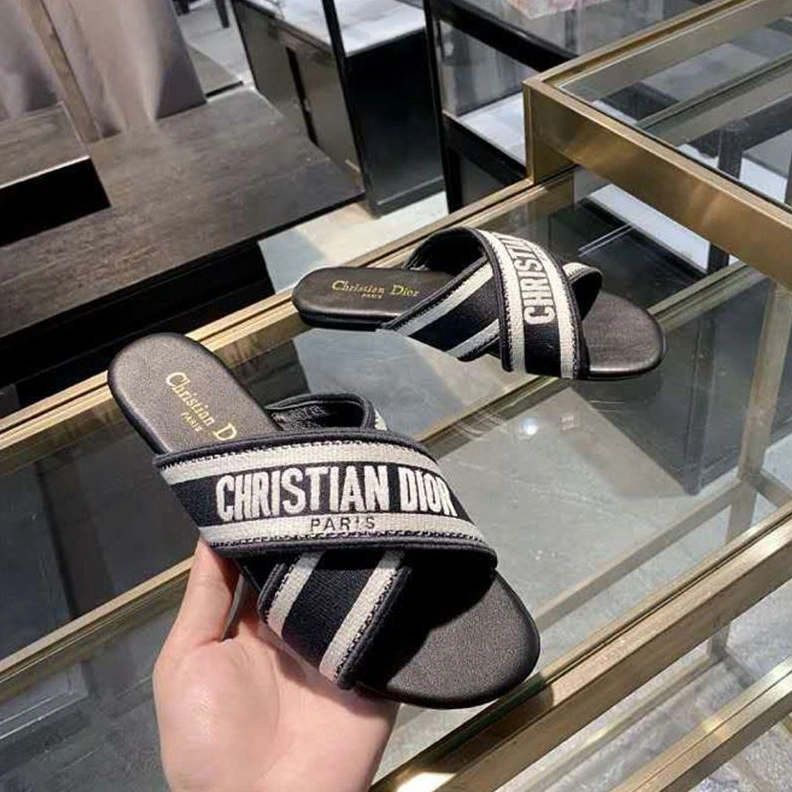 BestValue 455 Christian Dior Granville Slides Women Canvas Black