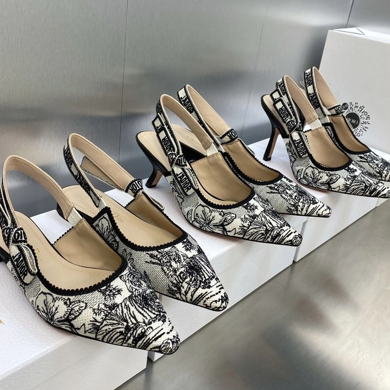 BestValue 5799 J'Adior Slingback Pumps Women Toile de Jouy Voyage Motif Canvas White