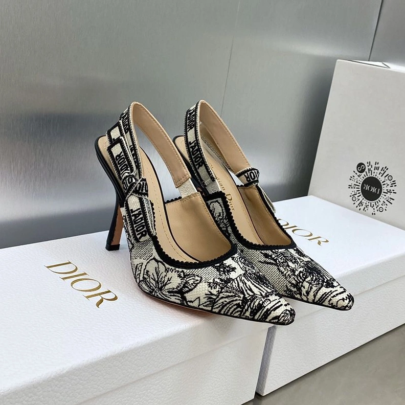 BestValue 5799 J'Adior Slingback Pumps Women Toile de Jouy Voyage Motif Canvas White