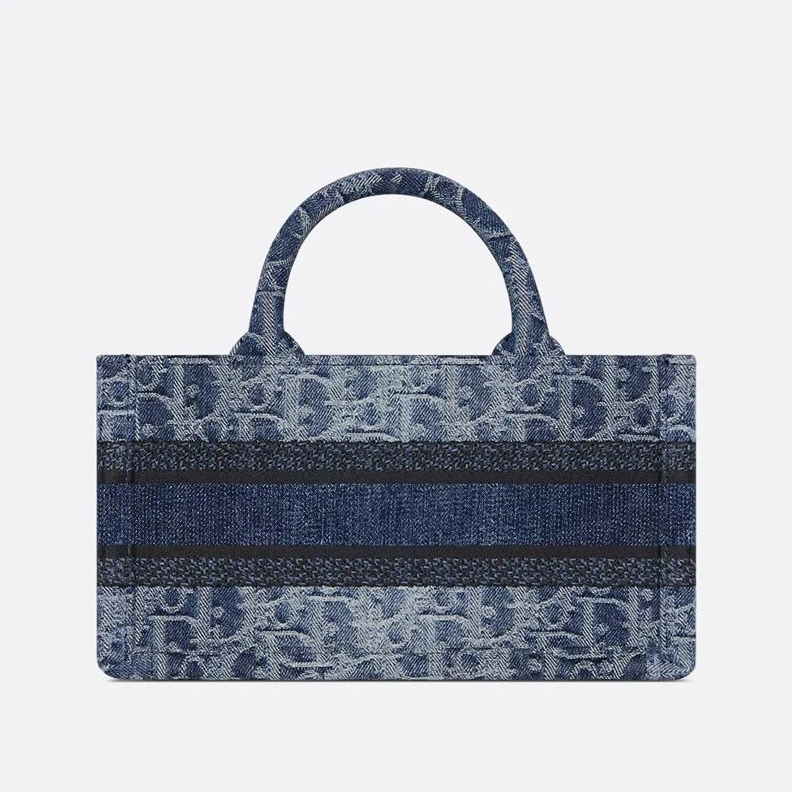 BestValue 6011 Mini Dior Book Tote with Strap In Oblique Motif Denim Blue