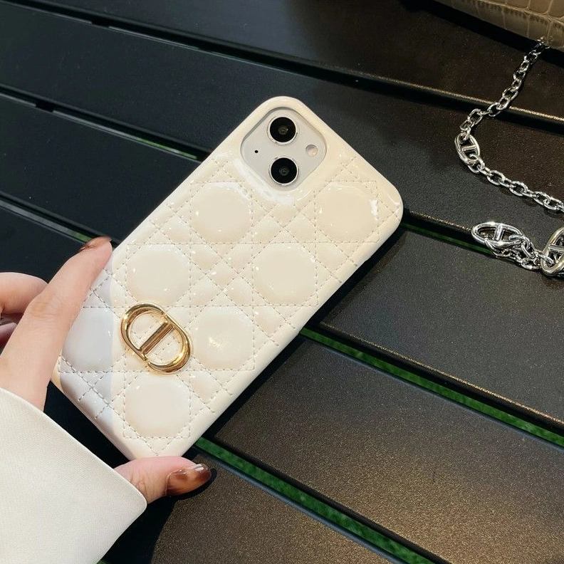 BestValue 7088 Dior CD iPhone Case Cannage Patent Leather White