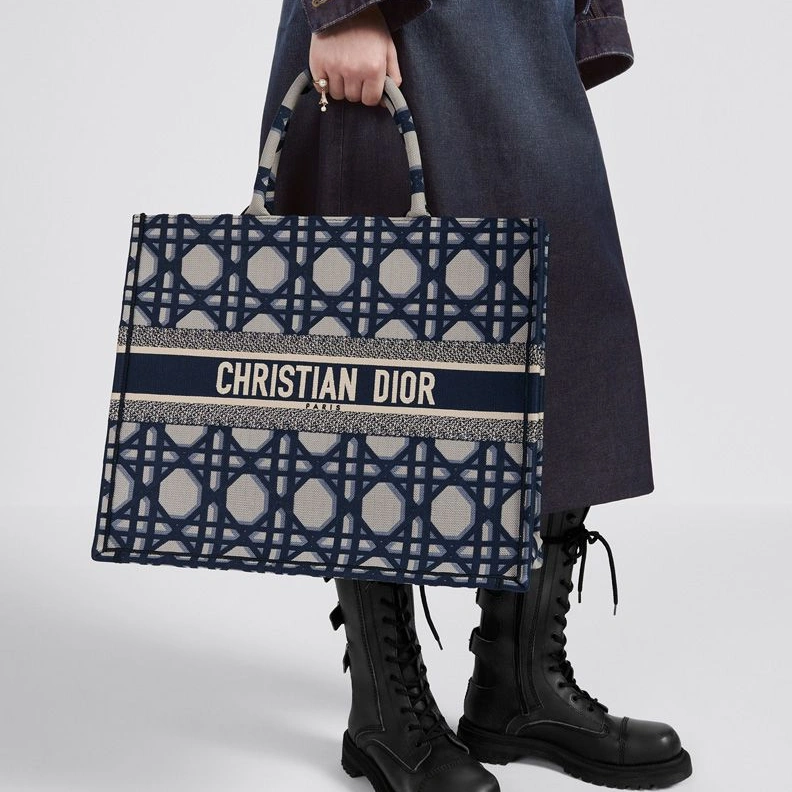 BestValue 7499 Dior Book Tote In Macrocannage Motif Canvas Blue
