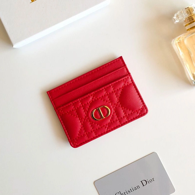 BestValue 8706 Dior Card Holder Cannage Calfskin Red
