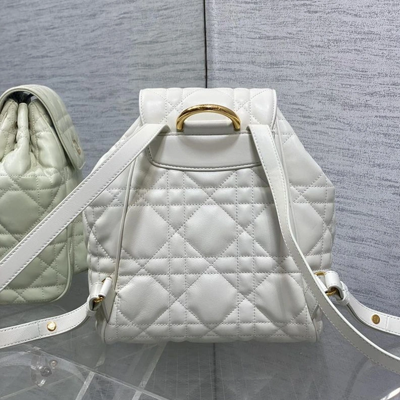 BestValue 8930 Medium Dior Caro Backpack In Macrocannage Lambskin White