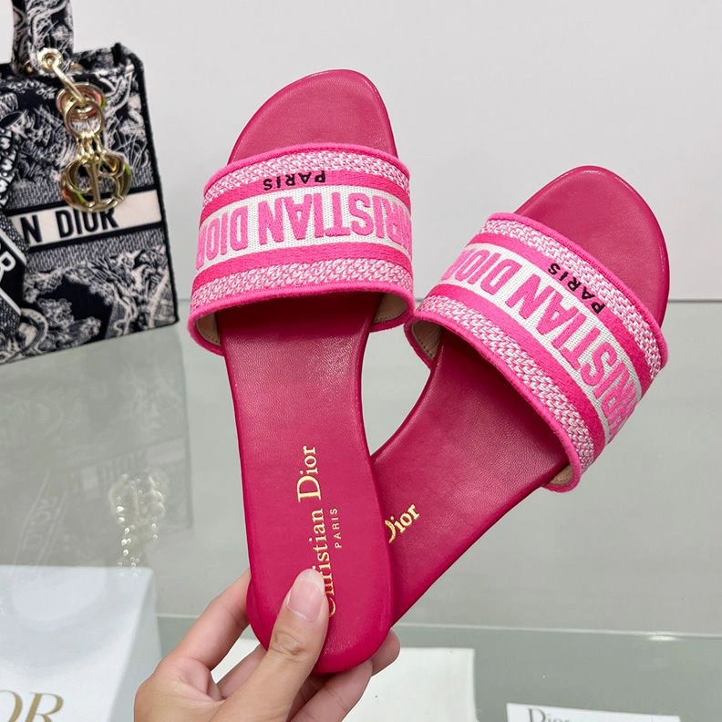 BestValue 9571 Christian Dior Dway Slides Women Canvas Rose