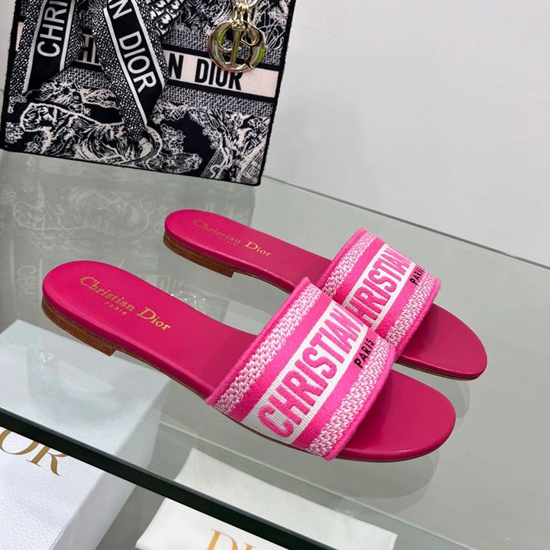 BestValue 9571 Christian Dior Dway Slides Women Canvas Rose