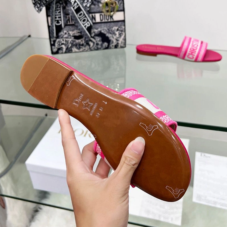 BestValue 9571 Christian Dior Dway Slides Women Canvas Rose