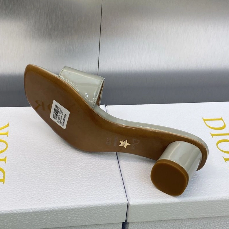 C'est Dior Slides Women Patent Leather Grey NewStyle 5969