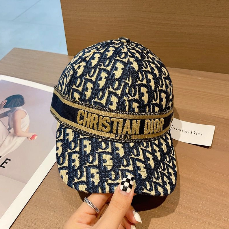 Christian Dior Baseball Cap D-Oblique Motif Cotton Blue ModernLook 3033