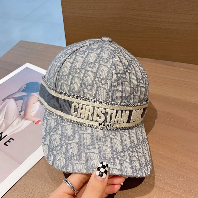 Christian Dior Baseball Cap D-Oblique Motif Cotton Grey GoAnywhere 2909