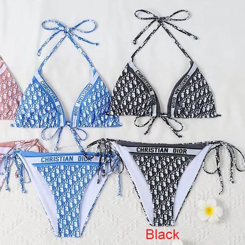 Christian Dior Bikini Women Oblique Motif Lycra Black Popular 4433