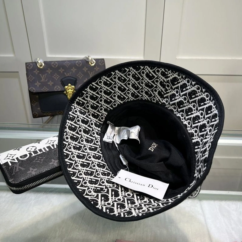 Christian Dior Bucket Hat D-Oblique Motif Canvas Black TopPick 510