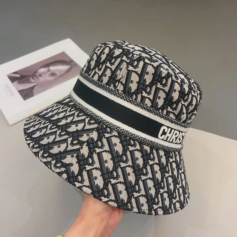 Christian Dior Bucket Hat D-Oblique Motif Cotton Black GoodFit 9037