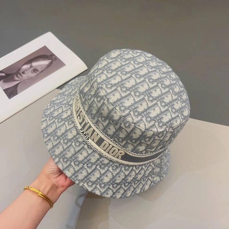 Christian Dior Bucket Hat D-Oblique Motif Cotton Grey DailyWear 5394