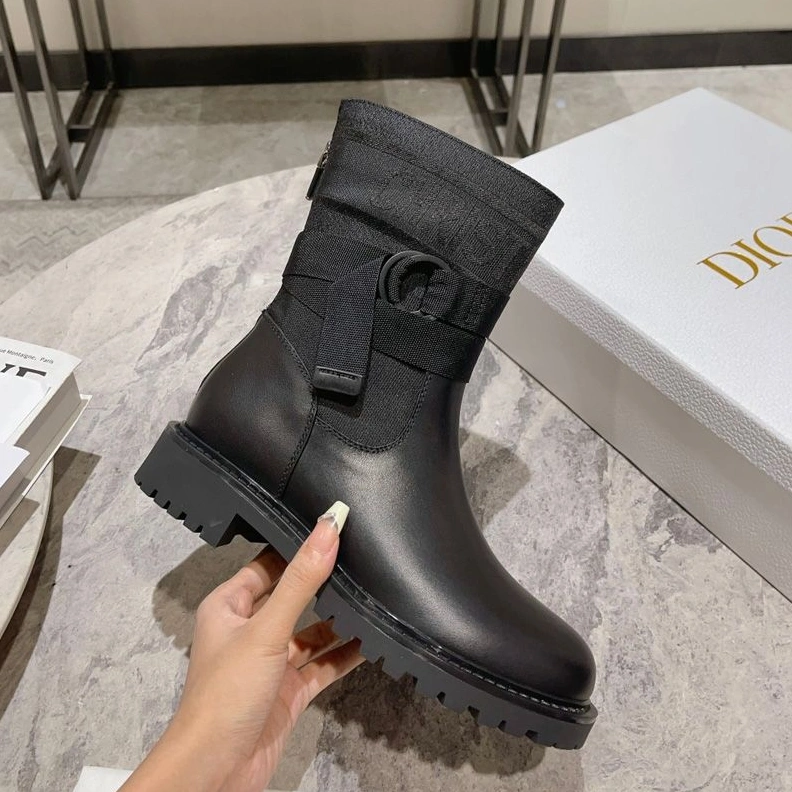 Christian Dior D-Major Ankle Boots Women Technical Fabric and Calfskin Black Fashionable 1807