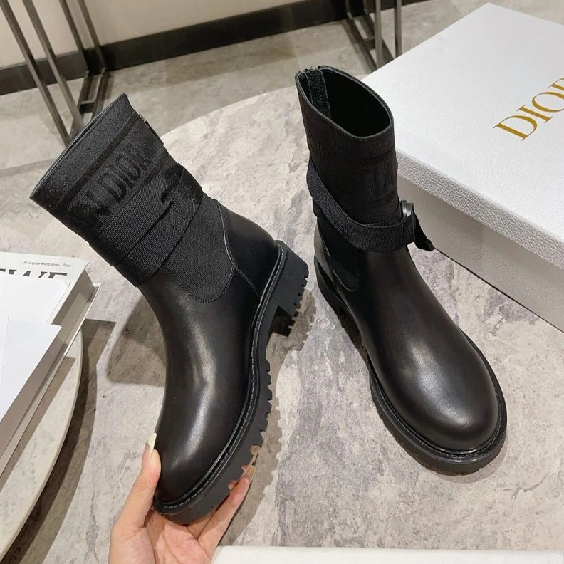 Christian Dior D-Major Ankle Boots Women Technical Fabric and Calfskin Black Fashionable 1807