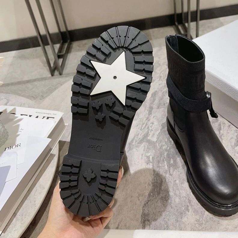 Christian Dior D-Major Ankle Boots Women Technical Fabric and Calfskin Black Fashionable 1807