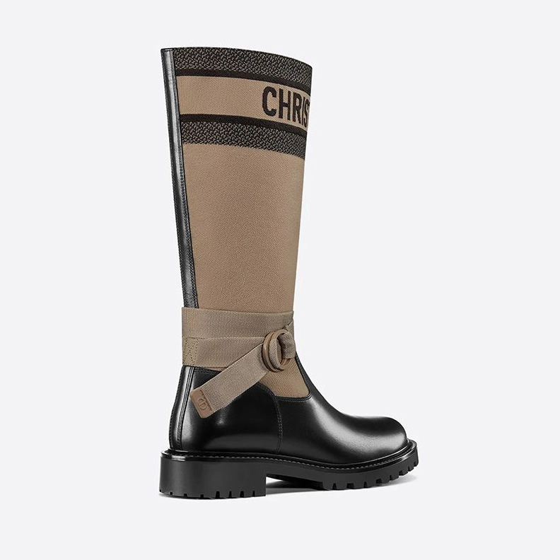 Christian Dior D-Major Boots Women Technical Fabric and Calfskin Beige HighQuality 6002