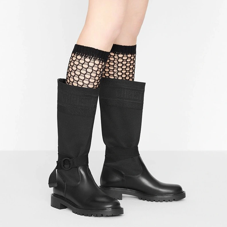 Christian Dior D-Major Boots Women Technical Fabric and Calfskin Black Popular 4840