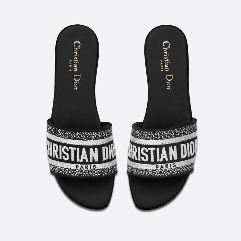 Christian Dior Dway Slides Women Canvas Black EasyMatch 8886