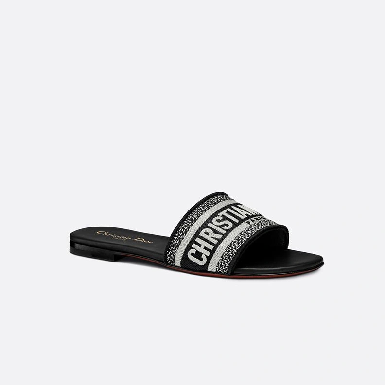 Christian Dior Dway Slides Women Canvas Black EasyMatch 8886