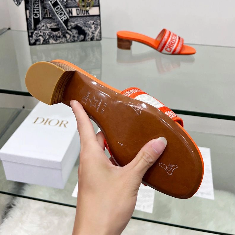 Christian Dior Dway Slides Women Canvas Orange AllSeason 6044
