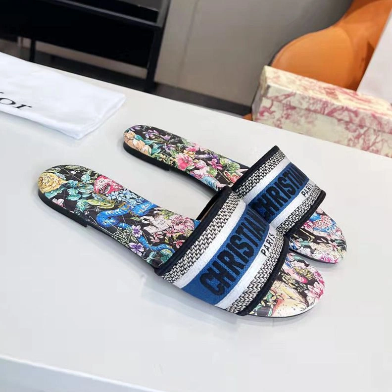 Christian Dior Dway Slides Women D-Constellation Motif Canvas Black DailyWear 2116