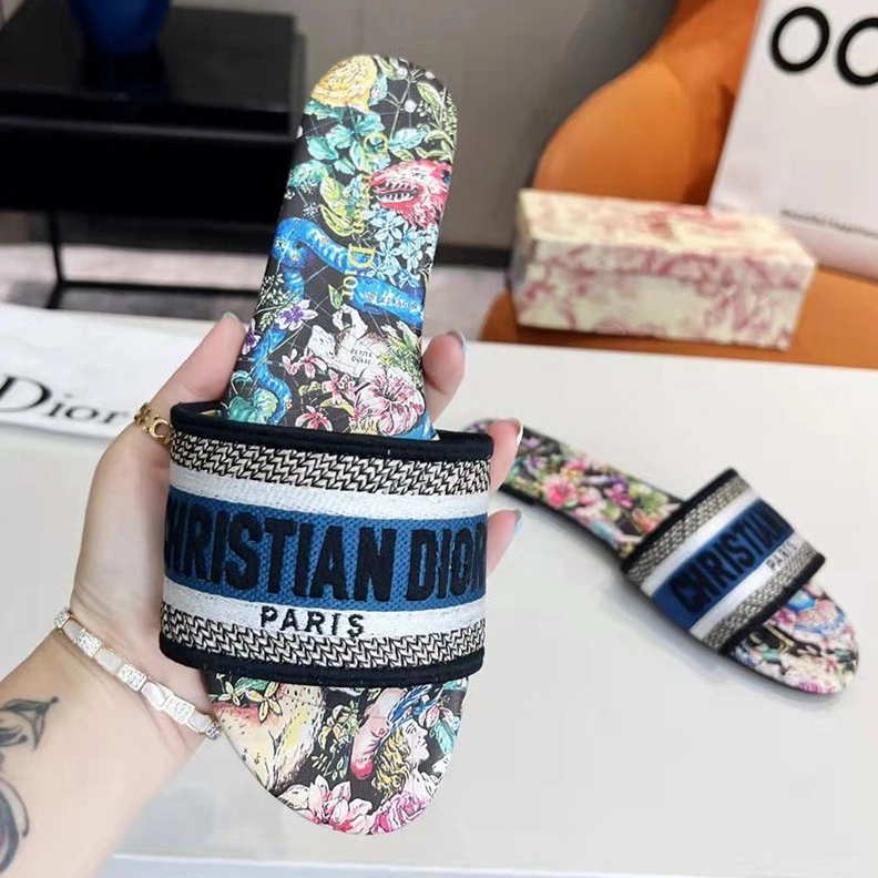 Christian Dior Dway Slides Women D-Constellation Motif Canvas Black DailyWear 2116