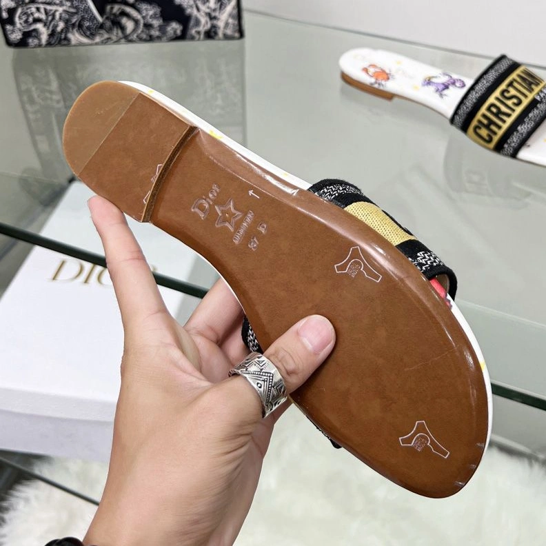 Christian Dior Dway Slides Women Pixel Zodiac Motif Canvas White TopPick 5083